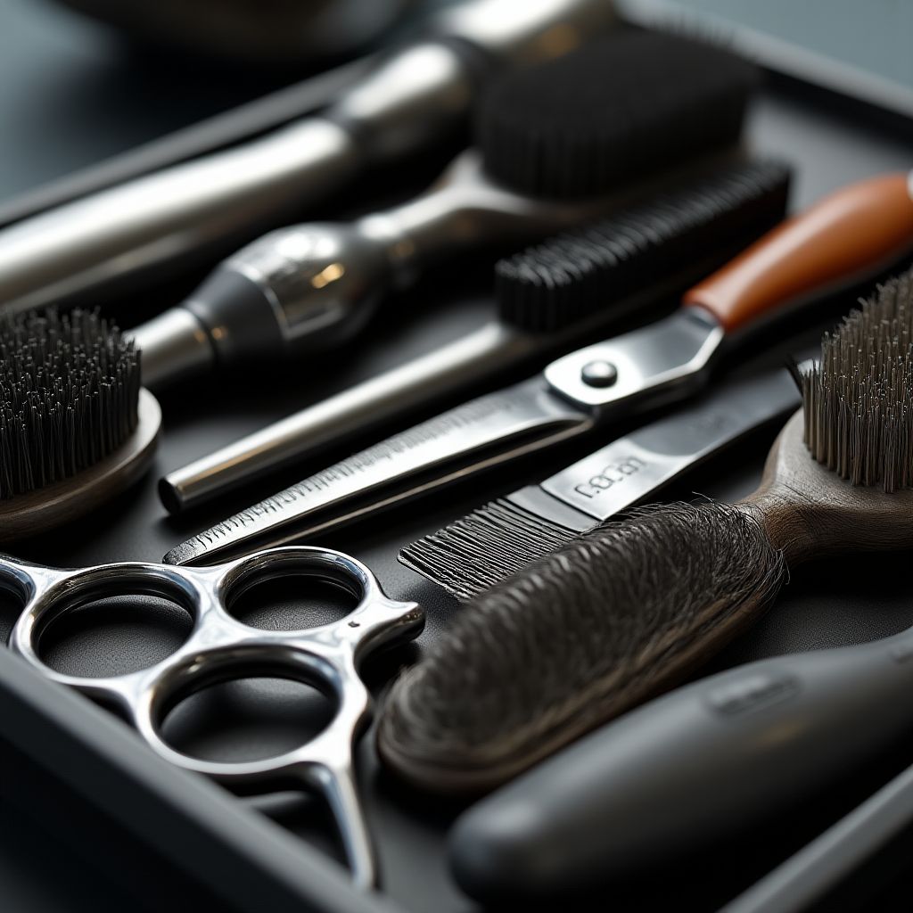 A close-up of hair styling tools