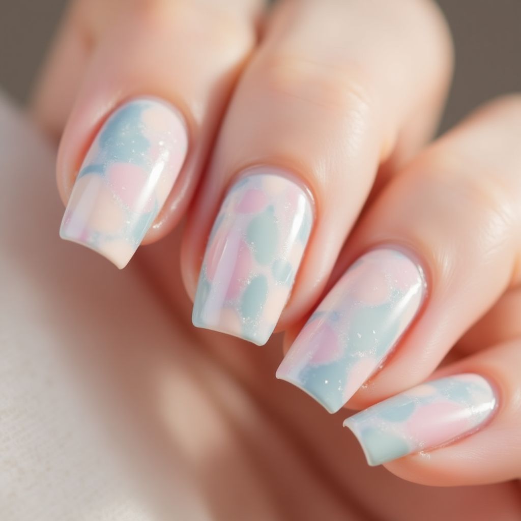Close up on hands with modern, minimalist nail art