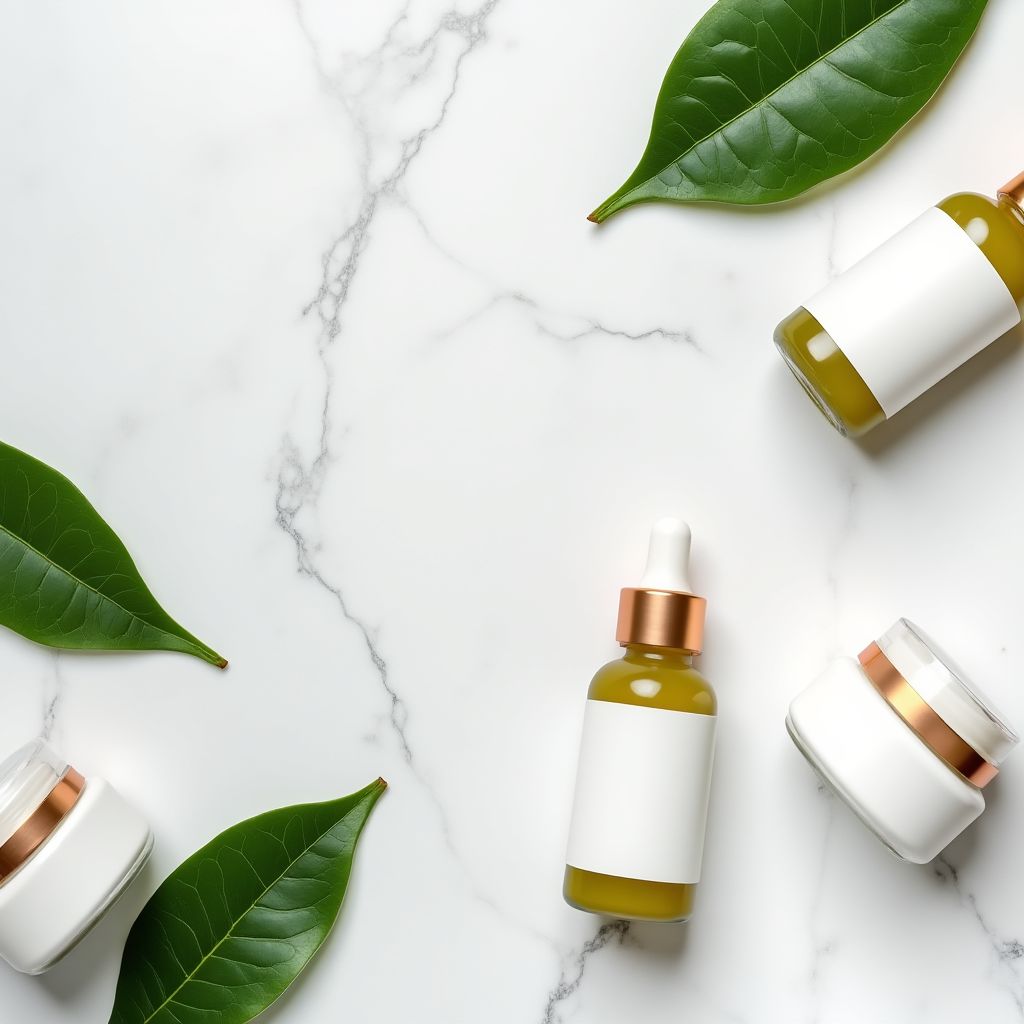 Natural skincare products on a clean background