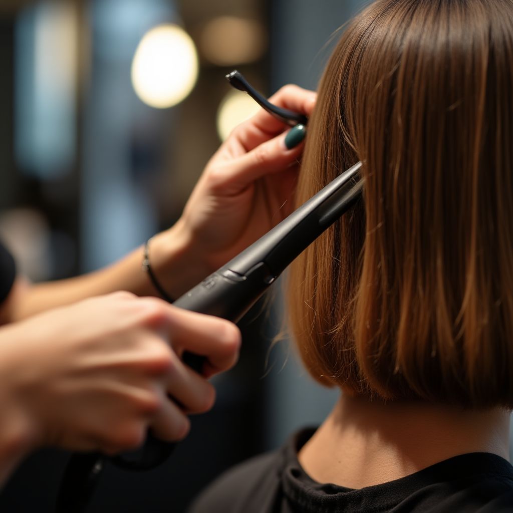 An expert stylist carefully styling a client's hair